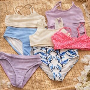 Shein bathing suits. Blue white pink purple